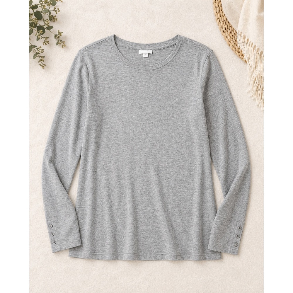 J.Jill Waffle Knit Tunic Women XL Gray Excellent Button Cuff